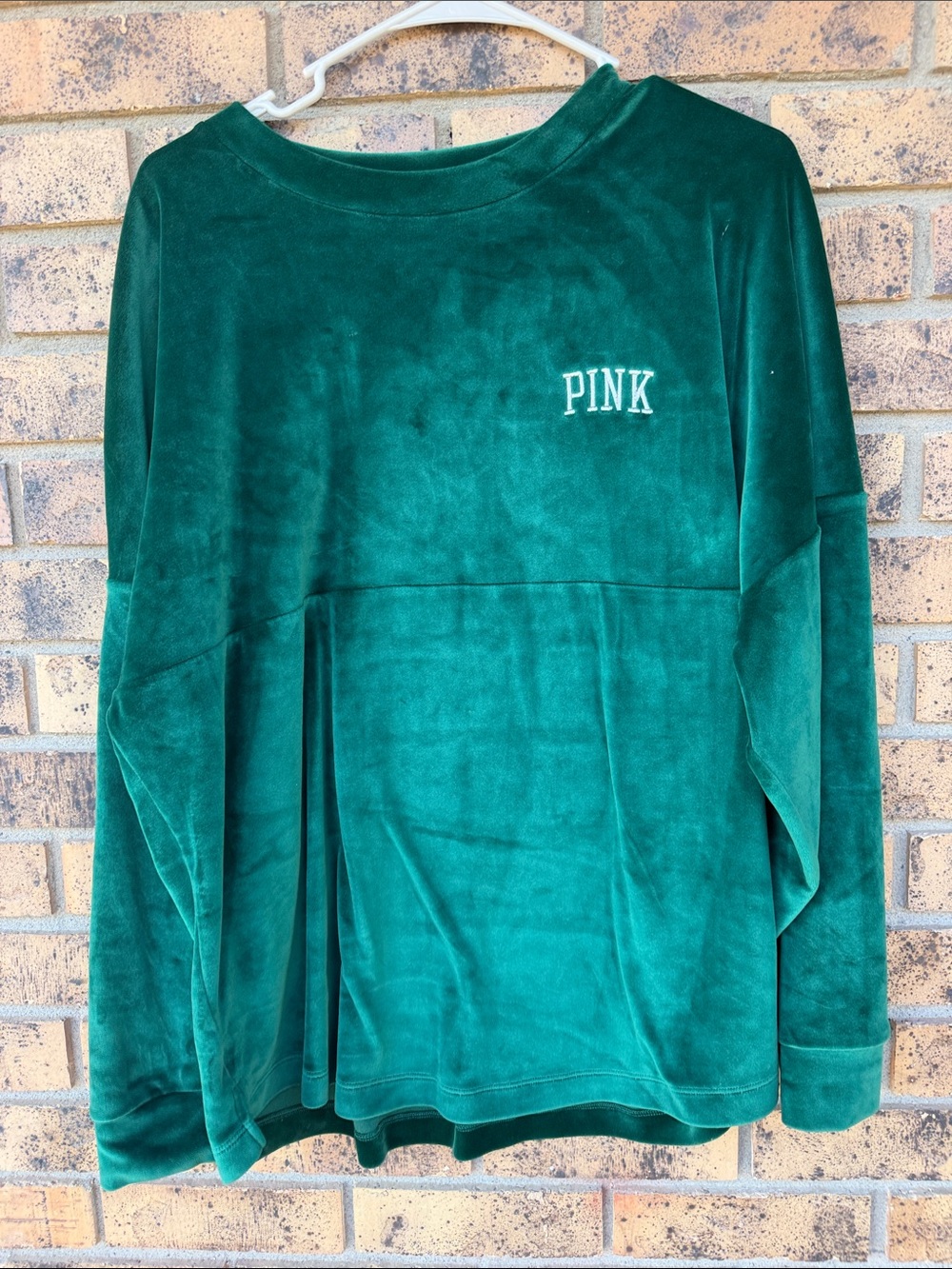 PINK Victoria's Secret Emerald Green Velour Pullover